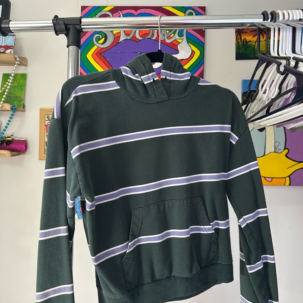 LAST CHANCE Striped Hoodie in Green and Purple